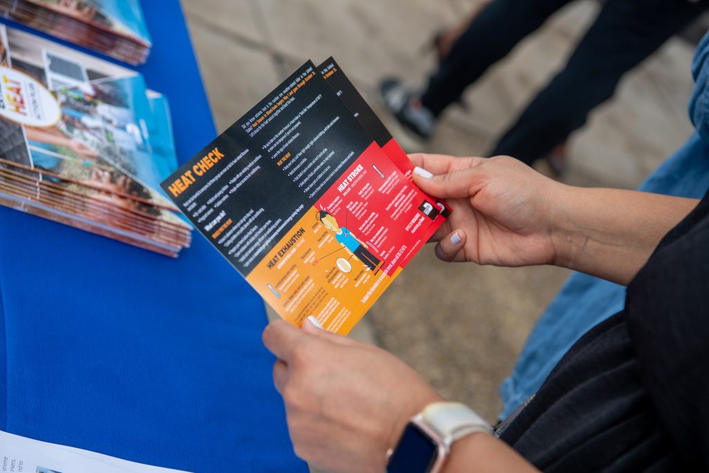 Image of the Miami #HeatSeason handouts. The flyers help people understand the health impacts of extreme heat.