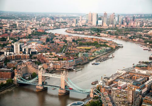 Photo by Sander Crombach on Unsplash. Aerial view of London.